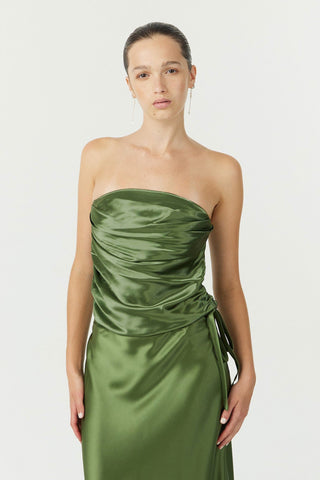 Third Form Satin Drape Bustier - Olive