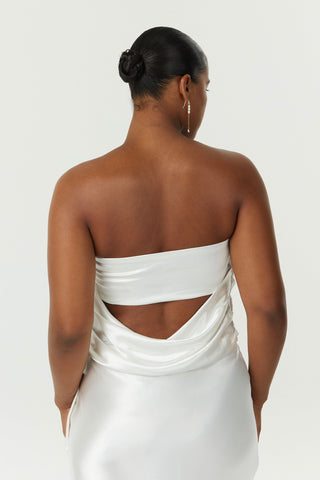 Third Form Satin Drape Bustier - Powder White