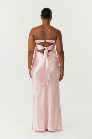 Third Form Satin Tie Back Strapless Maxi Dress - Fairy Floss