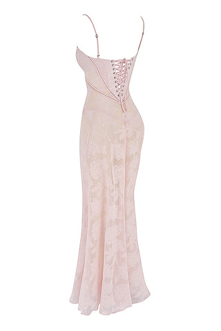 House of CB Seren Floral Lace Back Maxi Dress - Soft Pink