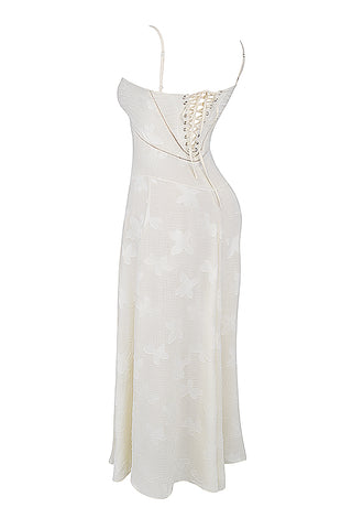 House of CB Seren Floral Lace Back Maxi Dress - Vintage Cream