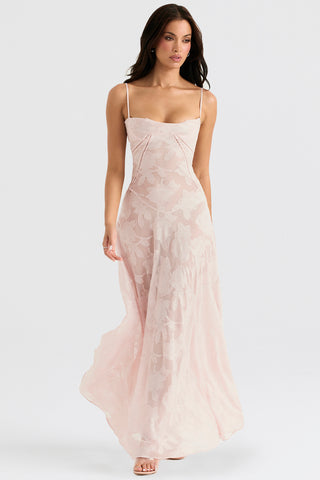 House of CB Seren Floral Lace Back Maxi Dress - Soft Pink