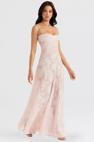 House of CB Seren Floral Lace Back Maxi Dress - Soft Pink