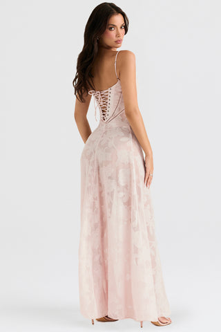 House of CB Seren Floral Lace Back Maxi Dress - Soft Pink