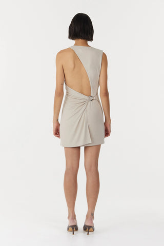 Third Form Stirling Twist Asymmetric Mini Dress - Oyster Grey