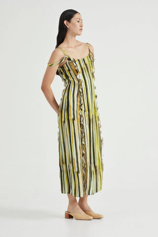 Third Form Stroke Frill Slip Dress - Brush Stroke