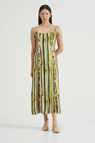 Third Form Stroke Frill Slip Dress - Brush Stroke