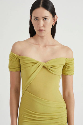 Third Form Wind Through Off Shoulder Dress - Lime