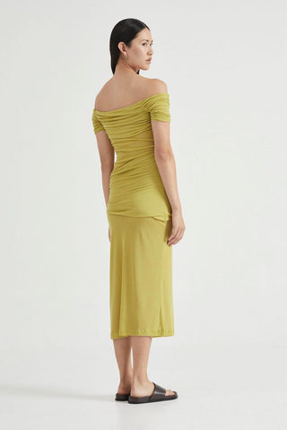 Third Form Wind Through Off Shoulder Dress - Lime