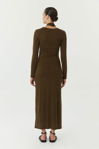 Third Form Wisteria Wrap Neck Maxi Dress - Chocolate