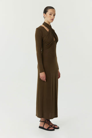 Third Form Wisteria Wrap Neck Maxi Dress - Chocolate