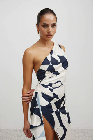 Lexi Samira Dress - Abstract Navy Print