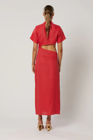 Winona Imara Side Cut Dress - Crimson