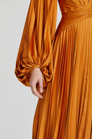 Acler Palms Pleat Dress - Turmeric