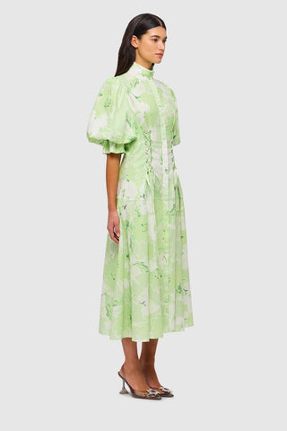 Leo Lin Anneke Drawstring Midi Dress - Jasmine Sage Print