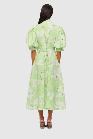 Leo Lin Anneke Drawstring Midi Dress - Jasmine Sage Print