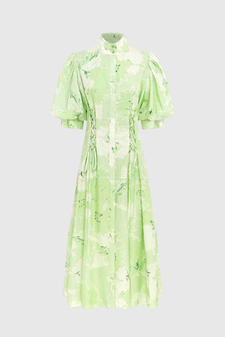 Leo Lin Anneke Drawstring Midi Dress - Jasmine Sage Print