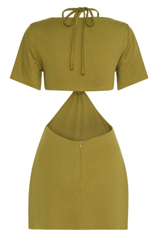 Third Form Double Crossed Tee Dress - Chartreuse