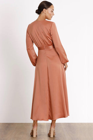 Pasduchas Cherish Tie Midi Dress - Caramel