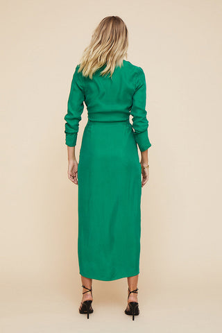 Suboo Grace Low Front Wrap Midi Dress - Green