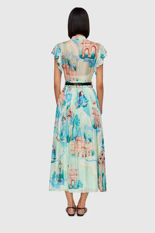 Leo Lin Grace Flutter Sleeve Midi Dress - Vacanza Print