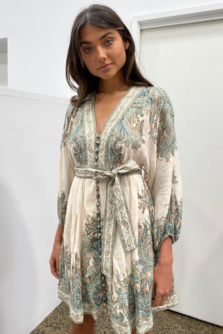 Zimmermann Brighton Paisley Mini Dress - Turquoise