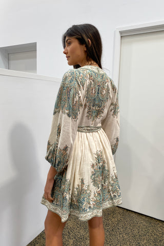 Zimmermann Brighton Paisley Mini Dress - Turquoise