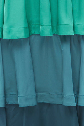 Leo Lin Jade Ruffled Maxi Skirt - Green/Blue