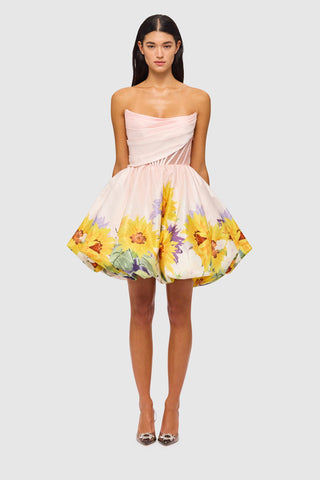 Leo Lin Katy Bustier Mini Dress - Sunflower Print in Pink