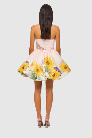 Leo Lin Katy Bustier Mini Dress - Sunflower Print in Pink