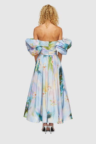 Leo Lin Matilda Puff Sleeve Midi Dress - Willow Print