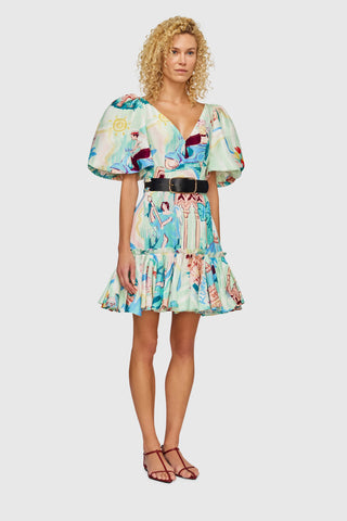 Leo Lin Mia V-Neck Mini Dress - Vacanza Print