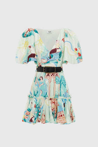 Leo Lin Mia V-Neck Mini Dress - Vacanza Print