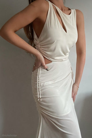 Suboo The Liz Rouched Midi Tank Dress - Cream