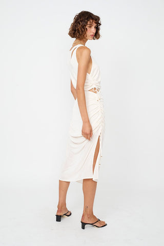 Suboo The Liz Rouched Midi Tank Dress - Cream