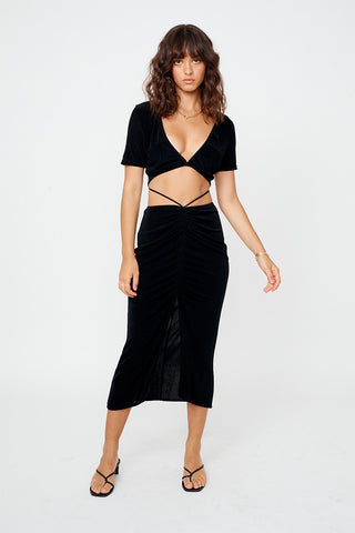 Suboo The Liz Rouched Midi Skirt - Black