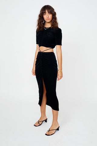 Suboo The Liz Rouched Midi Skirt - Black