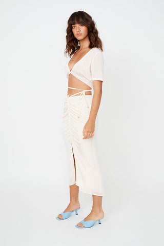 Suboo The Liz Rouched Midi Skirt - Cream